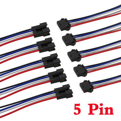 5 pair/10 gab SM JST LED savienotāja kabelis 2/3/4/5/6 kontaktu spraudkontakta vīrišķā vadu savienotājs RGB RGBW LED sloksnes gaismas adapterim