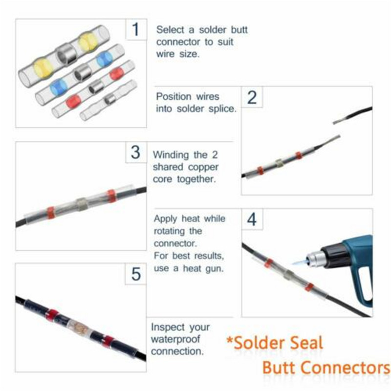 5/10/30/50 tk veekindel jootetihend hülss termokahaneva traadi pistikud elektrijuhtmete klemmid isoleeritud põkkliitmikud