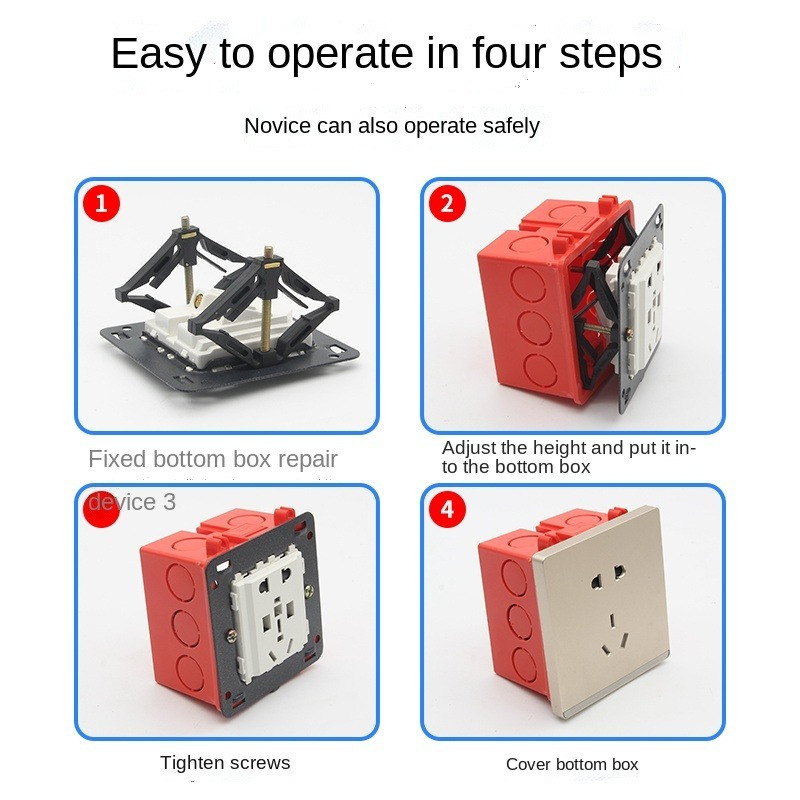10 komada 86 mm tamne kutije za popravak vijčanog prekidača Zamijenite staru razvodnu kutiju fiksnih zidnih prekidača za utičnicu Popravak električnih dodataka