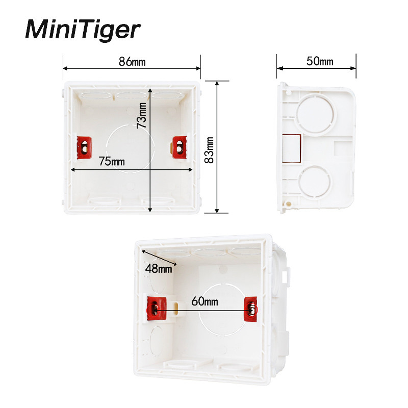 Minitiger podesiva kutija za ugradnju, unutarnja kazeta 86mm*83mm*50mm za tip 86 Touch Switch i USB utičnica za ožičenje Stražnja kutija