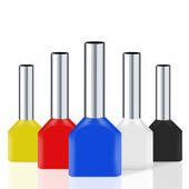 100PCS Crveni bakreni izolirani prstenovi za završetak kabla savijeni terminal dvostruke žice konektor Pin konektor za električni kabel TE7508 DGTVE