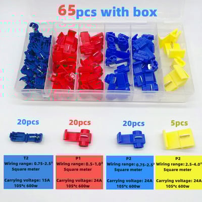 Kutija od 60-300 kom, stezaljke u obliku slova T, spojne stezaljke za električni konektor, utikači za brzo skidanje izolacije, utikač za konektor