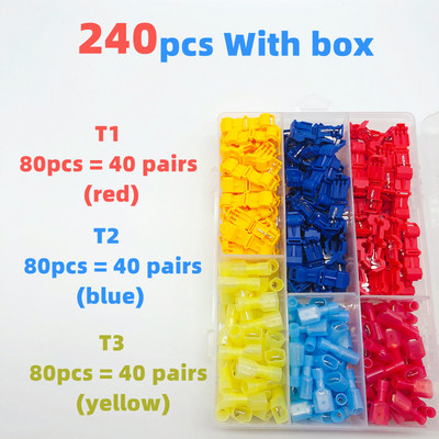 Kutija od 60-300 kom, stezaljke u obliku slova T, spojne stezaljke za električni konektor, utikači za brzo skidanje izolacije, utikač za konektor