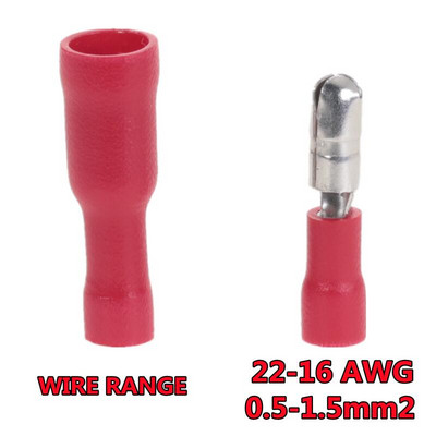 100 komada različitih ženskih muških konektora s metkom s izoliranim stezaljkama za žicu za 22~10AWG