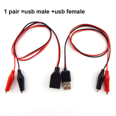 Aligatora testa skavas Skava pie USB vīrišķā savienotāja kabeļa krokodila elektriskā klipa Barošanas avota pagarinātāja vada adapteris 60 cm