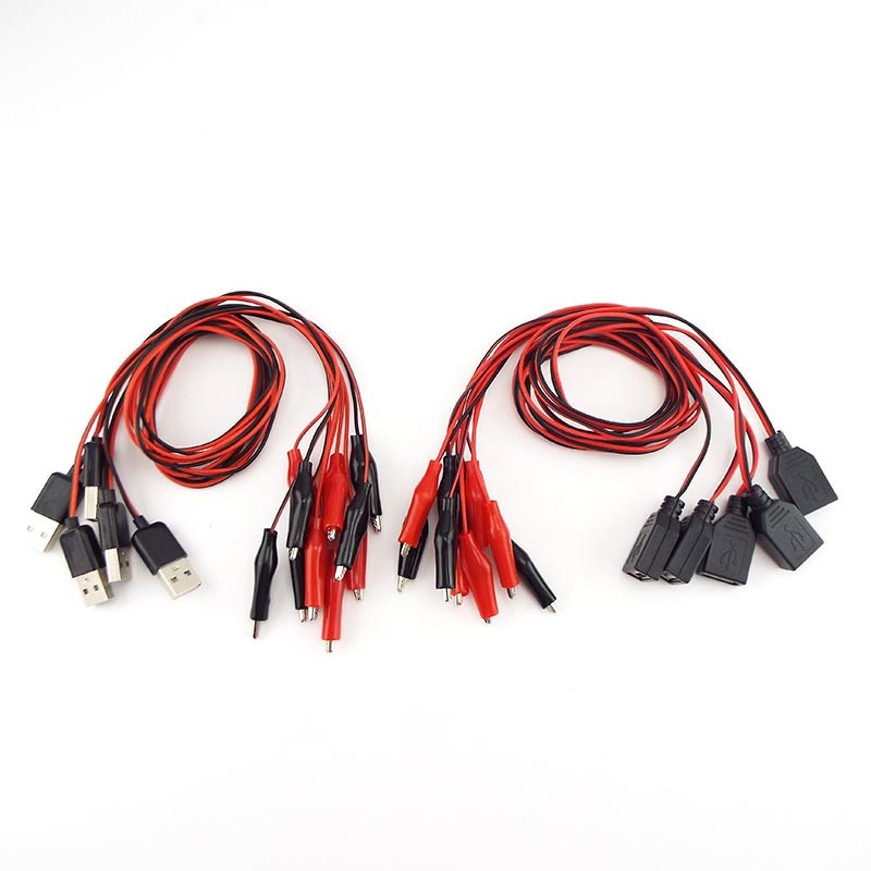 Aligatora testa skavas Skava pie USB vīrišķā savienotāja kabeļa krokodila elektriskā klipa Barošanas avota pagarinātāja vada adapteris 60 cm