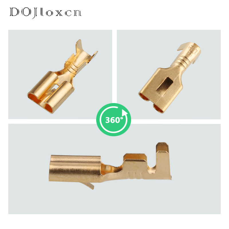 50/100/200/500 kom mesingani pozlaćeni 6,3 mm ženski šiljati terminal za spajanje mesingane žice za automobilski relej DJ623-E6.3B DJ623-E6.3C H62