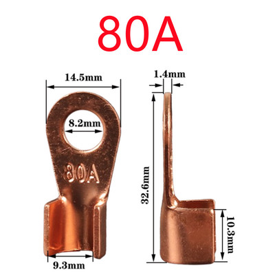 10/25PCS Terminal OT Serija 10 20 30 40 50 60 80 100 150 200A Spojna žica Bakrena O oblika Okrugli goli kabelski konektor Otvorena ušica