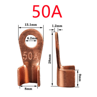 10/25PCS Terminal OT Serija 10 20 30 40 50 60 80 100 150 200A Spojna žica Bakrena O oblika Okrugli goli kabelski konektor Otvorena ušica