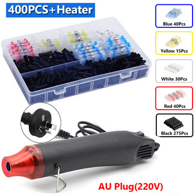 50/800 KOM Vodootporni termoskupljajući stezaljke za lemljenje za spajanje električnih žica kabela Komplet terminala s pištoljem za vrući zrak