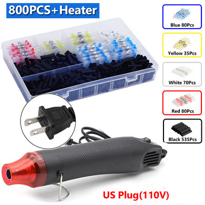 50/800 KOM Vodootporni termoskupljajući stezaljke za lemljenje za spajanje električnih žica kabela Komplet terminala s pištoljem za vrući zrak