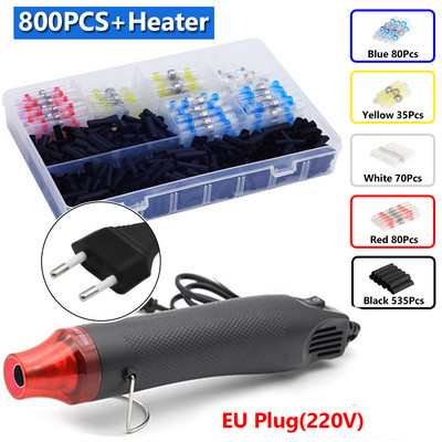 50/800 KOM Vodootporni termoskupljajući stezaljke za lemljenje za spajanje električnih žica kabela Komplet terminala s pištoljem za vrući zrak
