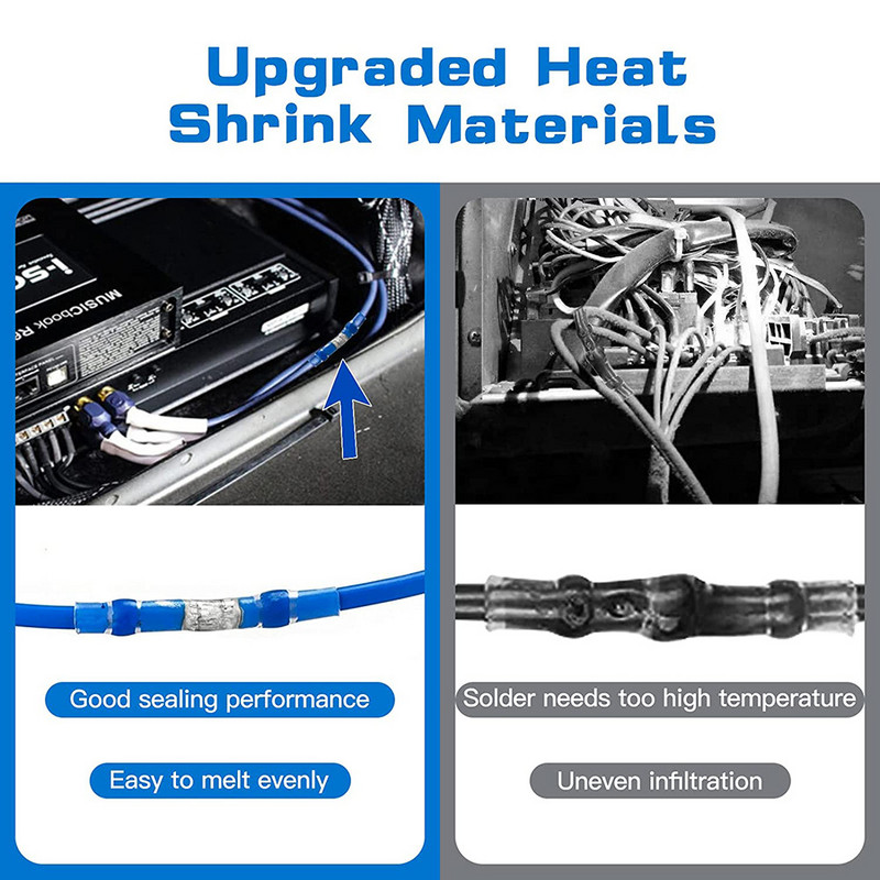50/800 KOM Vodootporni termoskupljajući stezaljke za lemljenje za spajanje električnih žica kabela Komplet terminala s pištoljem za vrući zrak