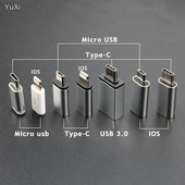 YUXI Srebrni 1 KOM Micro USB adapter za pretvarač za iPhone X 8 7 6 Plus tip C/IOS za mikro USB adapter za Samsung S8 Xiaomi