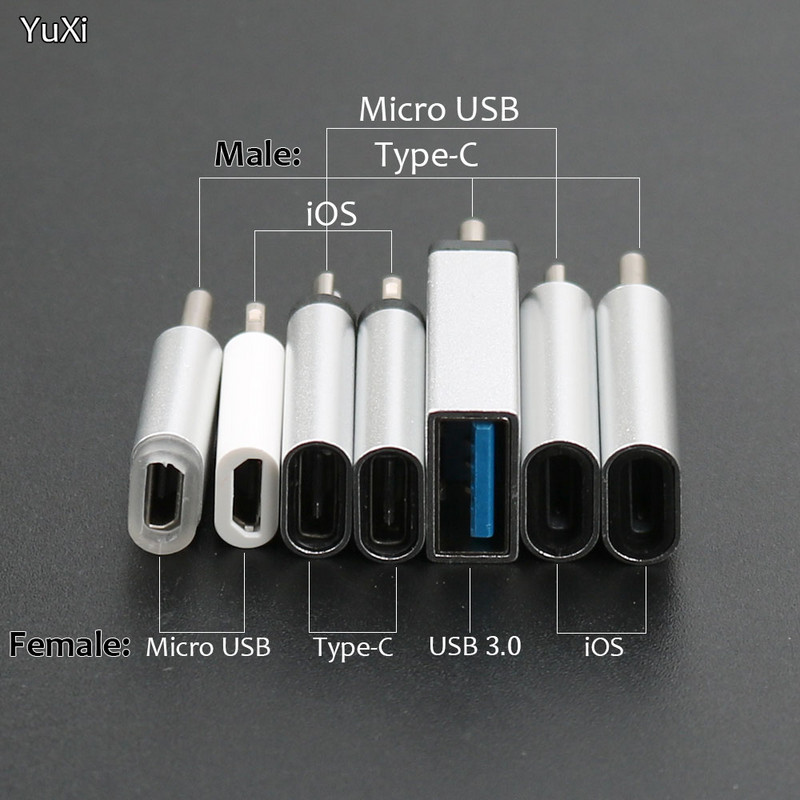 YUXI Srebrni 1 KOM Micro USB adapter za pretvarač za iPhone X 8 7 6 Plus tip C/IOS za mikro USB adapter za Samsung S8 Xiaomi