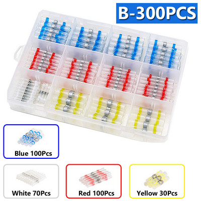 50/300 vnt. vandeniui atsparūs karščiui susitraukiantys užspaudimo gnybtai litavimo sandariklis Elektros laido kabelio sujungimo gnybtų rinkinys su karšto oro pistoletu