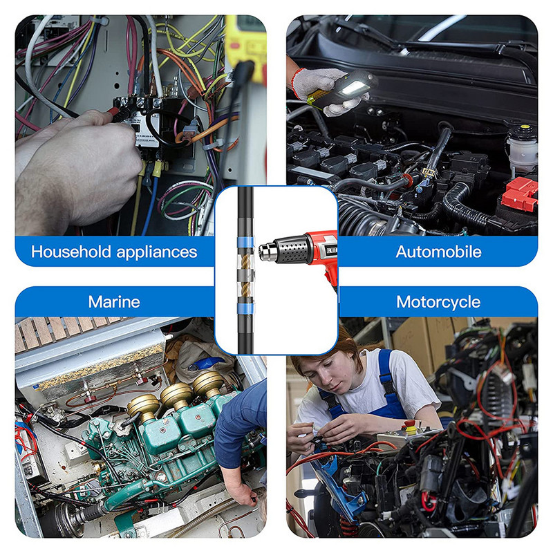 50/300 vnt. vandeniui atsparūs karščiui susitraukiantys užspaudimo gnybtai litavimo sandariklis Elektros laido kabelio sujungimo gnybtų rinkinys su karšto oro pistoletu