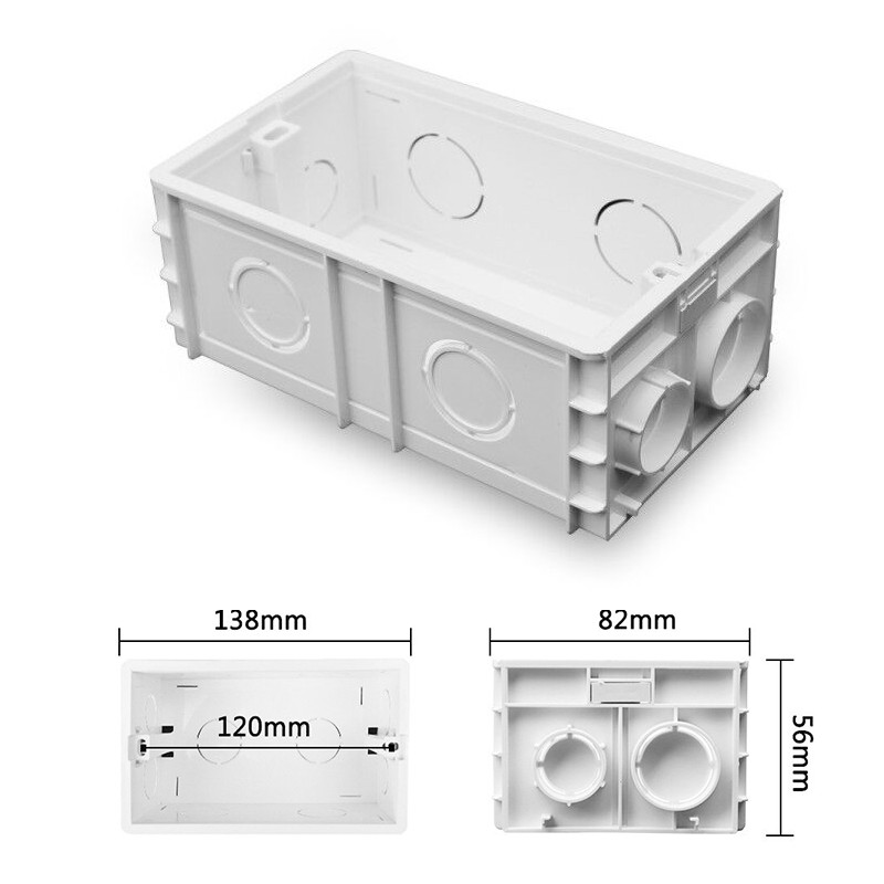 KAMANNI regulējama montāžas kārba iekšējā kasete 86 mm * 85 mm * 50 mm 86 tipa slēdzim un kontaktligzdai Balta sarkana zila vadu aizmugures kaste