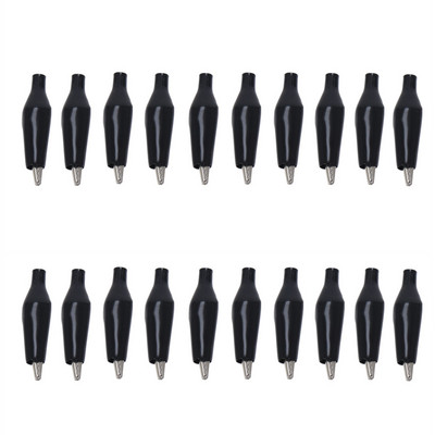 20 komada 27 mm crna, crvena mekana plastika obložena ispitnom sondom Aligatorske kopče Krokodil s plastičnim prtljažnikom Automobilska baterija