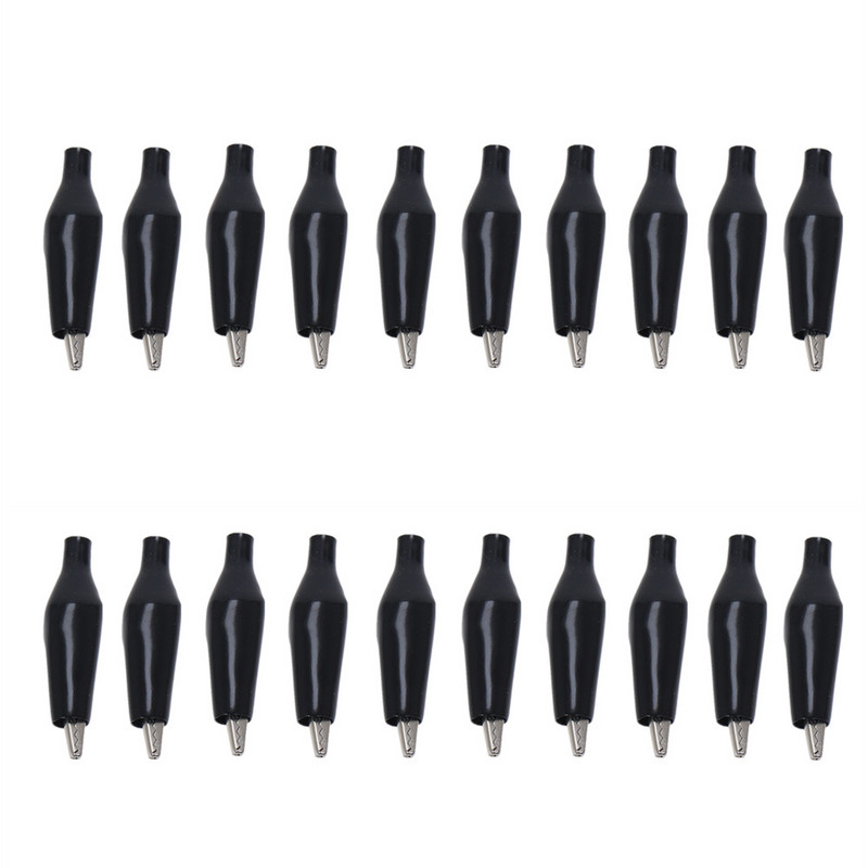 20 komada 27 mm crna, crvena mekana plastika obložena ispitnom sondom Aligatorske kopče Krokodil s plastičnim prtljažnikom Automobilska baterija