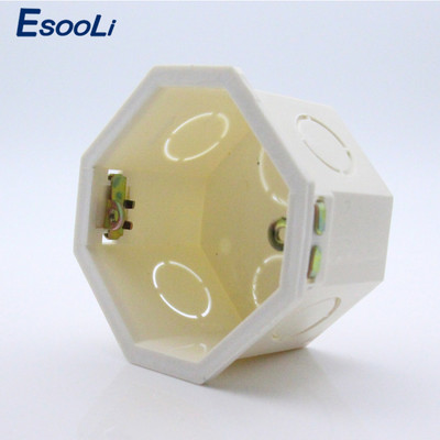 Esooli slobodan izbor, bijeli plastični materijali, 82mm*82mm EU standardna kutija za unutarnju montažu za 86mm*86mm standardni zidni prekidač za svjetlo