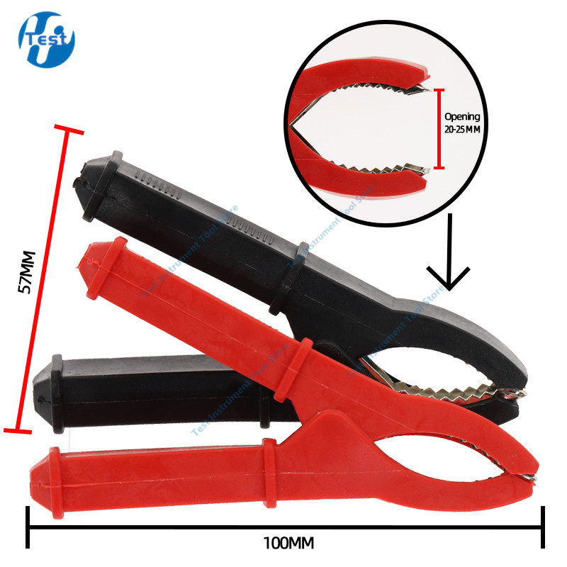 2Pcs 10A 20A 30A 50A 100A Crocodile Car Caravan Van Battery Test Lead Clips Izolirana aligatorska stezaljka Visokokvalitetna crvena + crna