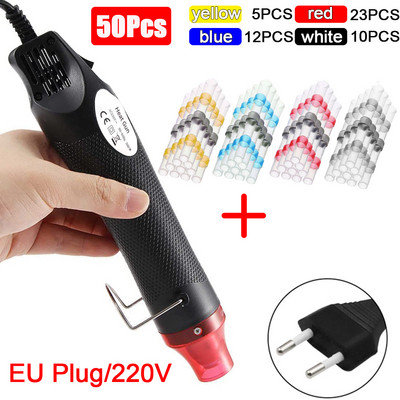 Toplinski pištolj s toplim zrakom od 300 W, električni puhač za DIY stezljive cijevi za lemljenje Plastični gumeni pečat s 50/100 KOM lemljenim pečatom