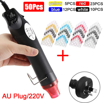 Toplinski pištolj s toplim zrakom od 300 W, električni puhač za DIY stezljive cijevi za lemljenje Plastični gumeni pečat s 50/100 KOM lemljenim pečatom