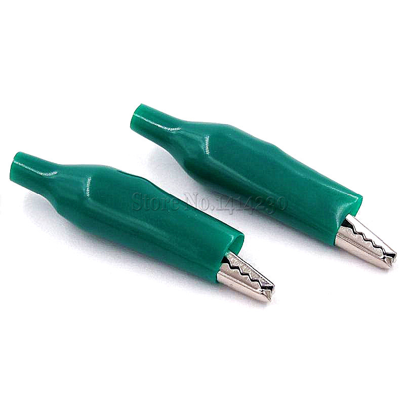 10 tk must valge punane kollane roheline isolatsioonisaabas metallist alligaatori klambriga elektriline test 35 mm pliist värviline väike krokodilliklamber