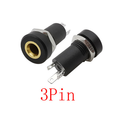 PJ-392A 3/4 Pin 3,5 mm audio utičnica 3/4 polna stereo lemljena ploča Montaža 3,5 mm slušalice Ženska utičnica konektor s maticom