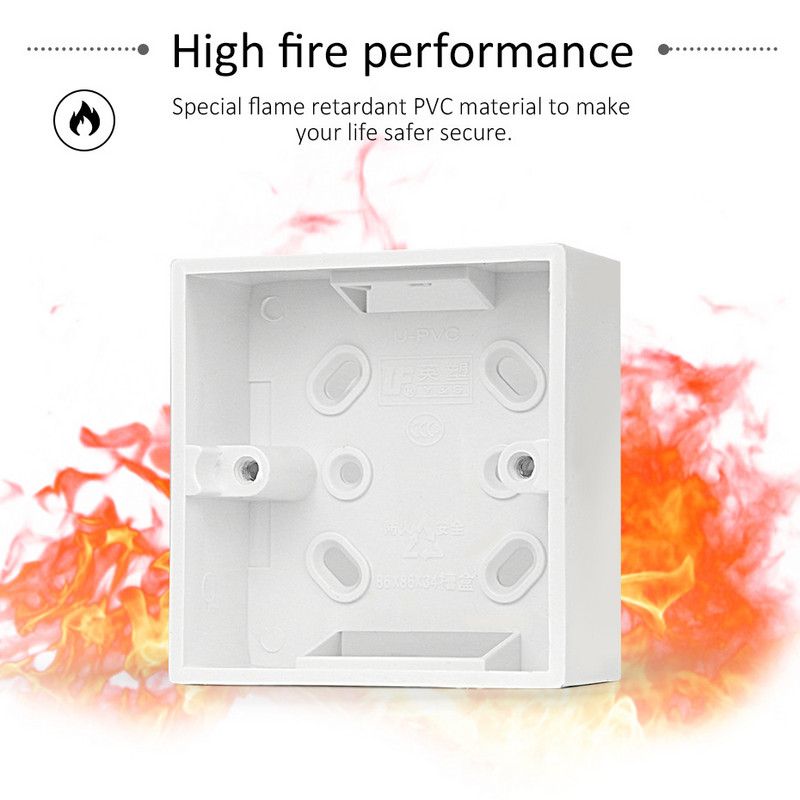 86. tipa montāžas kārbai 86x86 sadales kārbas virsmas montāžas kārbai 86 mm * 86 mm sadales kārbas sienas slēdža ligzdai, tumšai kārbas montāžas kārbai