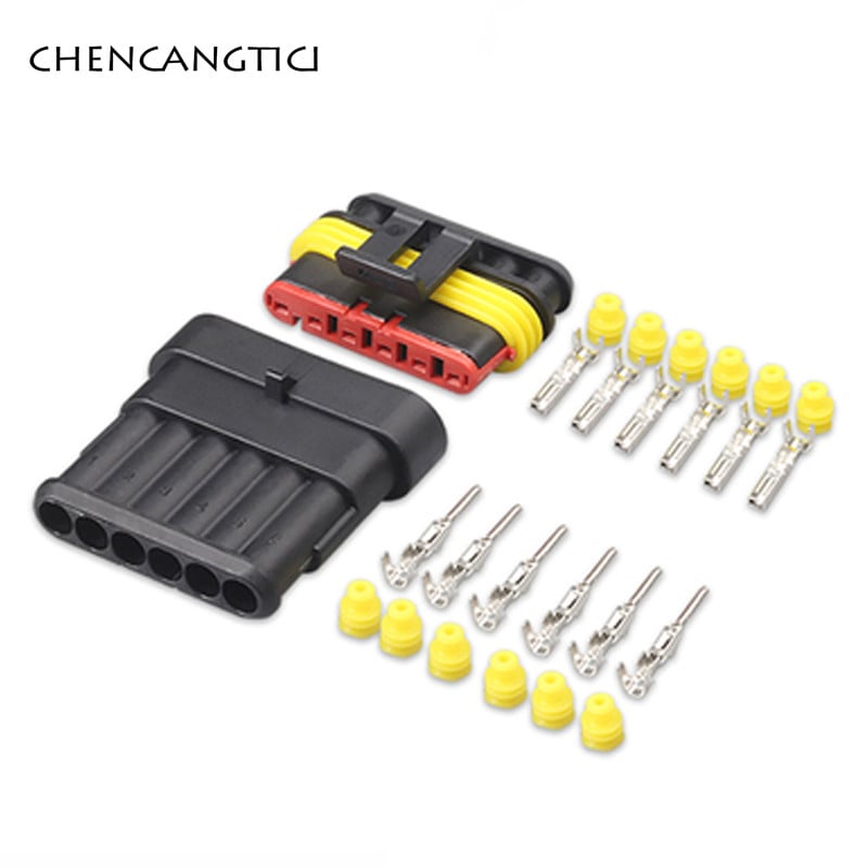 1 rinkinys 1 2 3 4 5 6 kontaktų Super Seal AMP elektros jungtis Automobilių vandeniui atspari ksenoninės lempos kištukas ir kištukas automobiliui