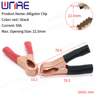 1 pāris melns sarkans mīksts plastmasas pārklājums testēšanas zonde metāla mini aligators testa klipi krokodila elektriskā skava