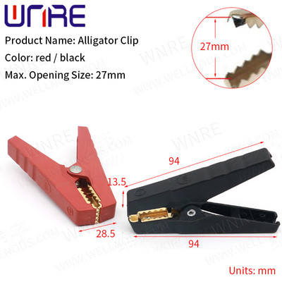1 pāris melns sarkans mīksts plastmasas pārklājums testēšanas zonde metāla mini aligators testa klipi krokodila elektriskā skava