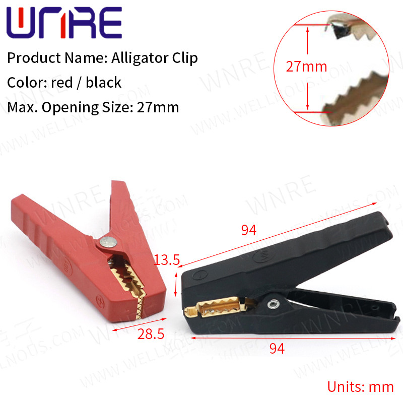 1 pāris melns sarkans mīksts plastmasas pārklājums testēšanas zonde metāla mini aligators testa klipi krokodila elektriskā skava