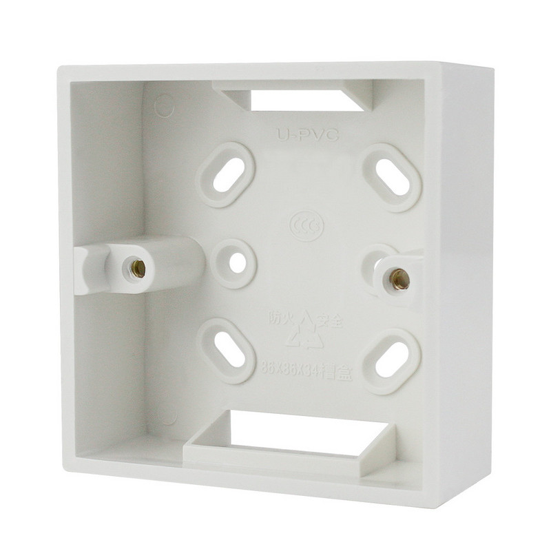 86 ārējā montāžas kaste 86 apģērba slēdža sienas kontaktligzdas kārbai 86 * 86 * 33 mm pieskāriena slēdzis sienas stiprinājumam tumša kaste, balta