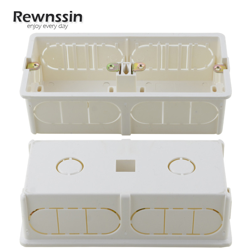Rewnssin sienas balta plastmasas kasešu montāžas kārba, 172 tips 167mm-80mm-50mm, dubultā ligzda, iebūvēta instalācijas kastes sadales kārba