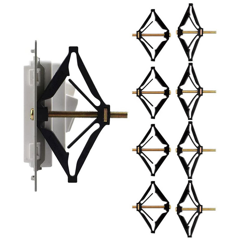 10PCS Tamna kutija za popravak kazeta 86 mm Popravak vijaka Utikač Prekidač Stare kutije za utičnice Zamjena fiksne zidne kutije za popravak Potporna šipka
