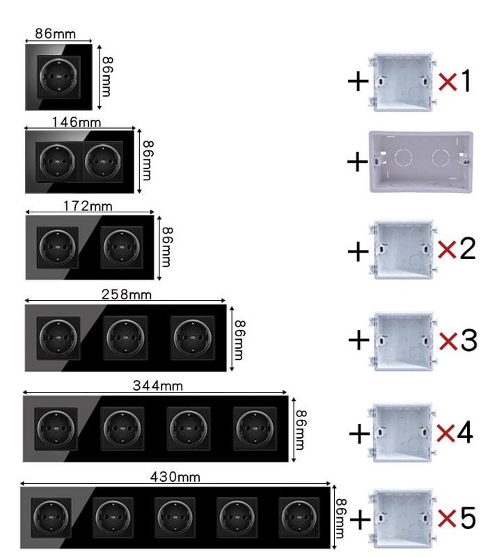 Szaoju 86*86 mm Razvodna kutija Zidna utičnica Britanska europska kutija za ugradnju prekidača Vatrootporna plastična kutija 146 * 86 mm