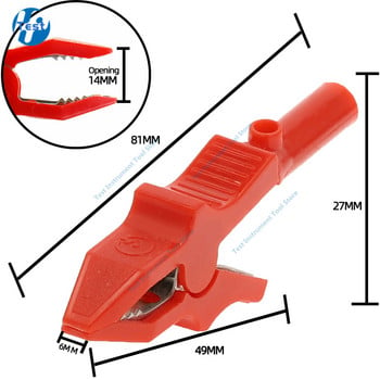 2 τμχ/παρτίδα 30A Κόκκινο Μαύρο Χάλκινο Κλιπ αλιγάτορα 80mm για 4mm Μπανάνα PLUG Test Probes Καλώδιο Μονωτικό Σφιγκτήρας