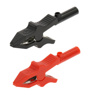 2 tk/partii 30A punane must vask 80 mm alligaatoriklamber 4 mm banaanipistiku jaoks. Testsondide kaabel isolatsiooniklamber