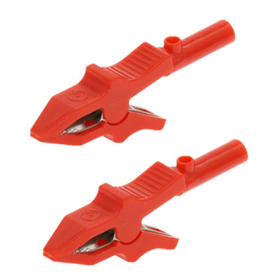 2 tk/partii 30A punane must vask 80 mm alligaatoriklamber 4 mm banaanipistiku jaoks. Testsondide kaabel isolatsiooniklamber