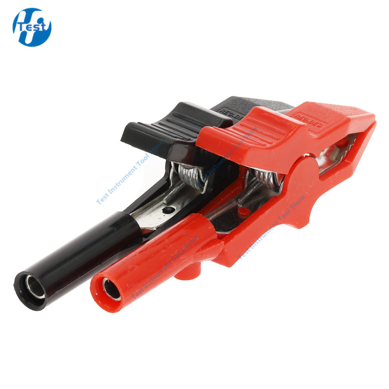 2 tk/partii 30A punane must vask 80 mm alligaatoriklamber 4 mm banaanipistiku jaoks. Testsondide kaabel isolatsiooniklamber