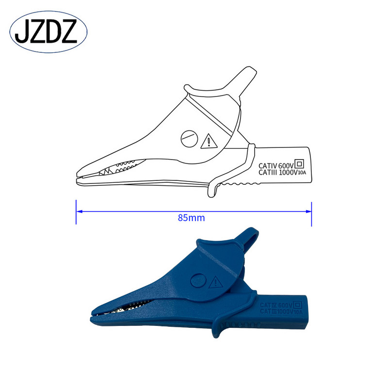 JZDZ lieljaudas aligatora saspraudes pilnībā izolētas drošas krokodila skavas ar 4 mm banānu ligzdu elektriskajai pārbaudei J.60073