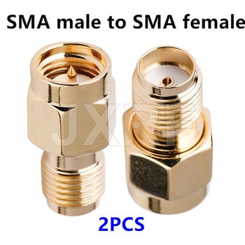 JXRF конектор 2 бр. RF коаксиален коаксиален адаптер SMA мъжки женски RP SMA към SMA мъжки RP-SMA конектор