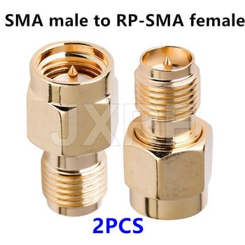 JXRF конектор 2 бр. RF коаксиален коаксиален адаптер SMA мъжки женски RP SMA към SMA мъжки RP-SMA конектор