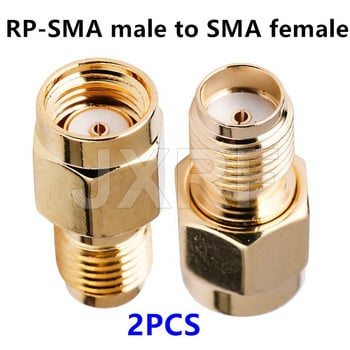 JXRF конектор 2 бр. RF коаксиален коаксиален адаптер SMA мъжки женски RP SMA към SMA мъжки RP-SMA конектор