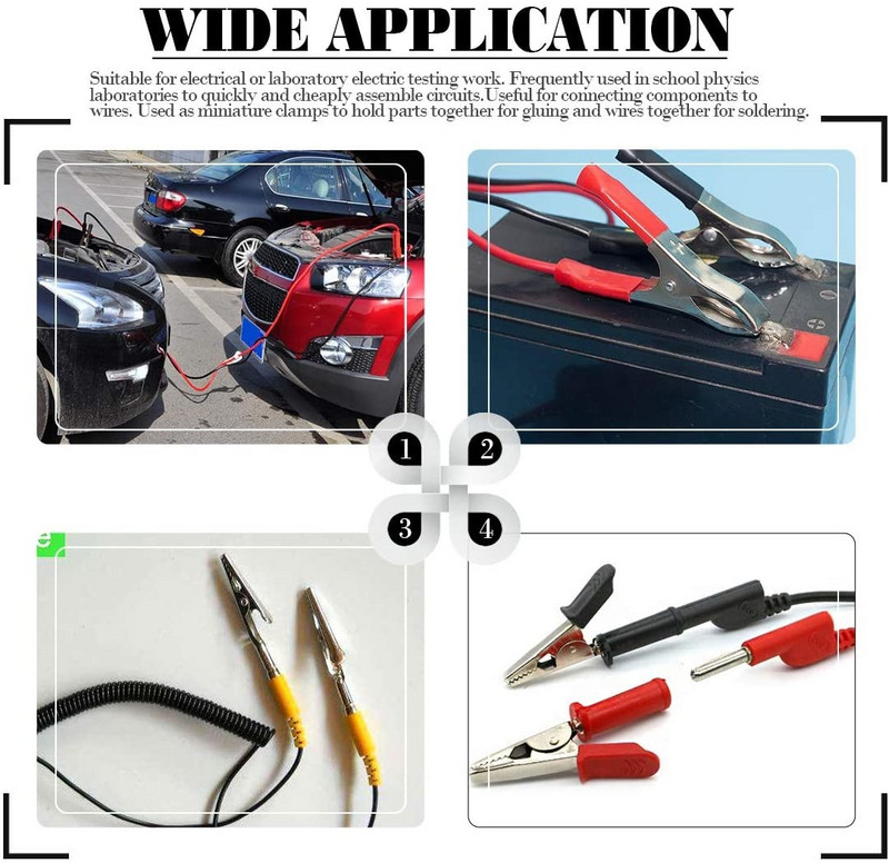 10-20GAB metāla aligatora saspraudes krokodilu elektriskās pārbaudes skavas, sortimenta komplekts laboratorijas testēšanai