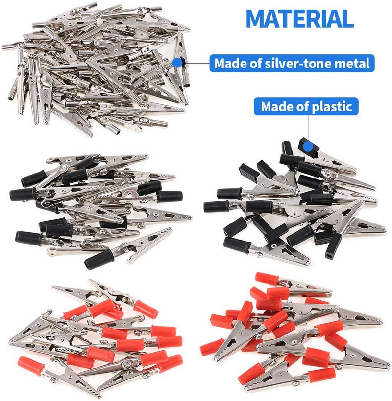 10-20GAB metāla aligatora saspraudes krokodilu elektriskās pārbaudes skavas, sortimenta komplekts laboratorijas testēšanai