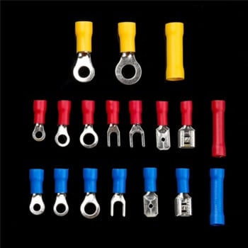 Box 480/300/280Pcs Assorted Spade Terminals Insolated Cable Connector Ηλεκτρικό σύρμα πτύχωση δαχτυλίδι πιρούνι Σετ ωτίδες Rolled Kit